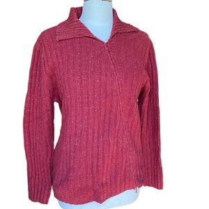 Flyshacker Wool Linen Chunky Asymmetrical Zip Sweater Speckled Rust Country-L